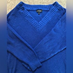 Express oversized V-neck Sweater -XS blue